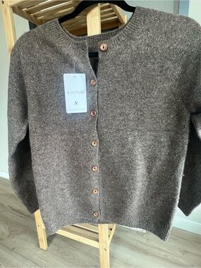 Rucpuw Brown Knit Button-Front Women's Sweater